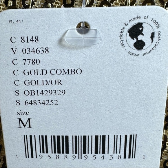 Free People Gold Sequin Crew Neck Long Sleeve Top Pull Over NWT - Picture 9 of 13